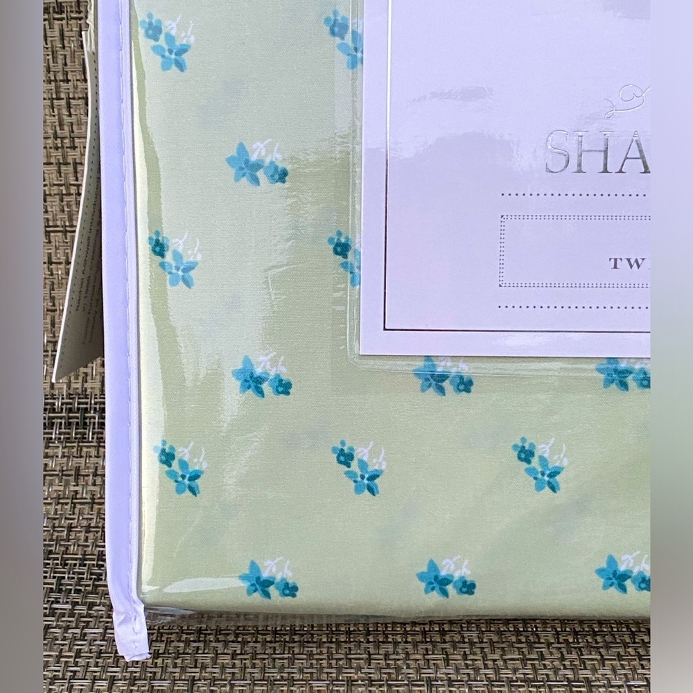 Shabby Chic Blue Floral Green Polyester TWIN Sheet Set 4pc - Picture 6 of 8